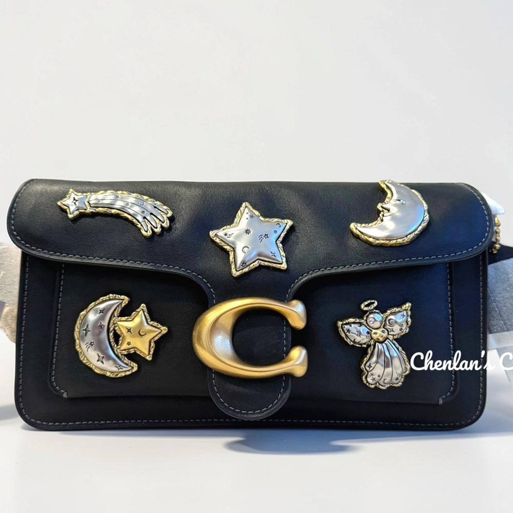 NWY Coach Tabby Shoulder Bag 26 with Pins Black Leather - Picture 13 of 13